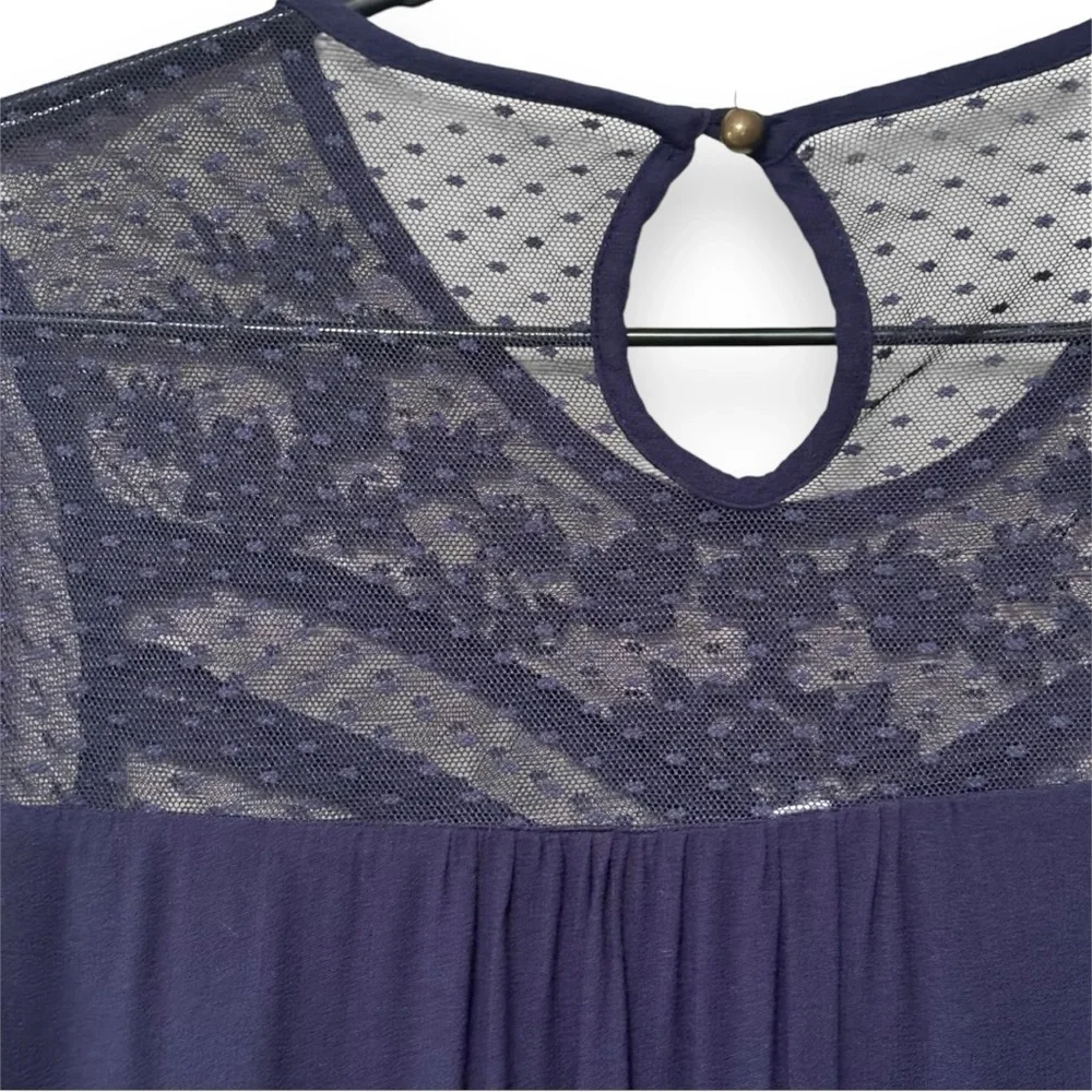 Xhilaration Flowy Lightweight Navy Lace Detail Keyhole Back Cutout Mini Dress - Picture 8 of 16